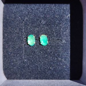 14K Natural Emerald Studs